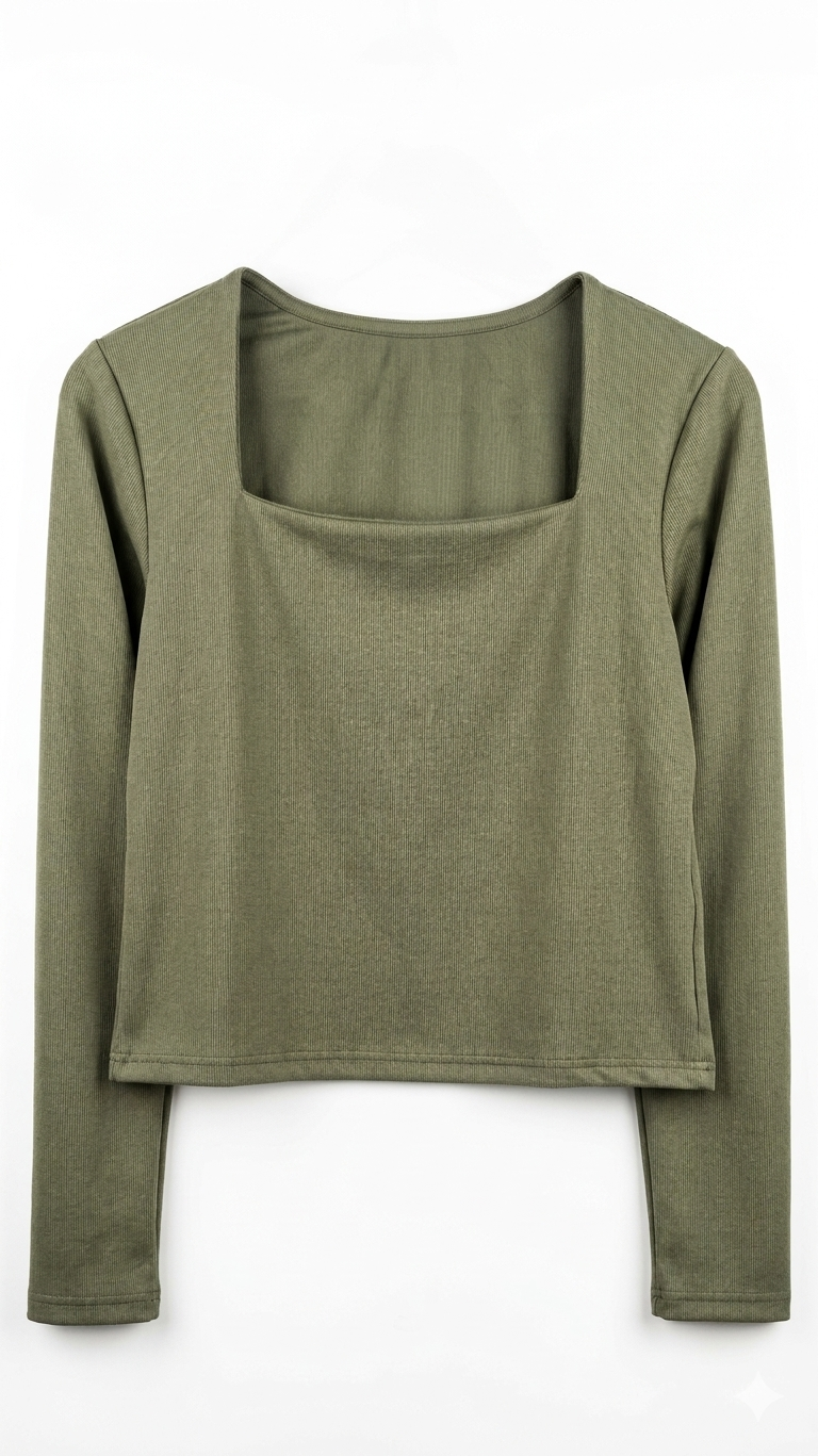 Square Neck Long Sleeve Top