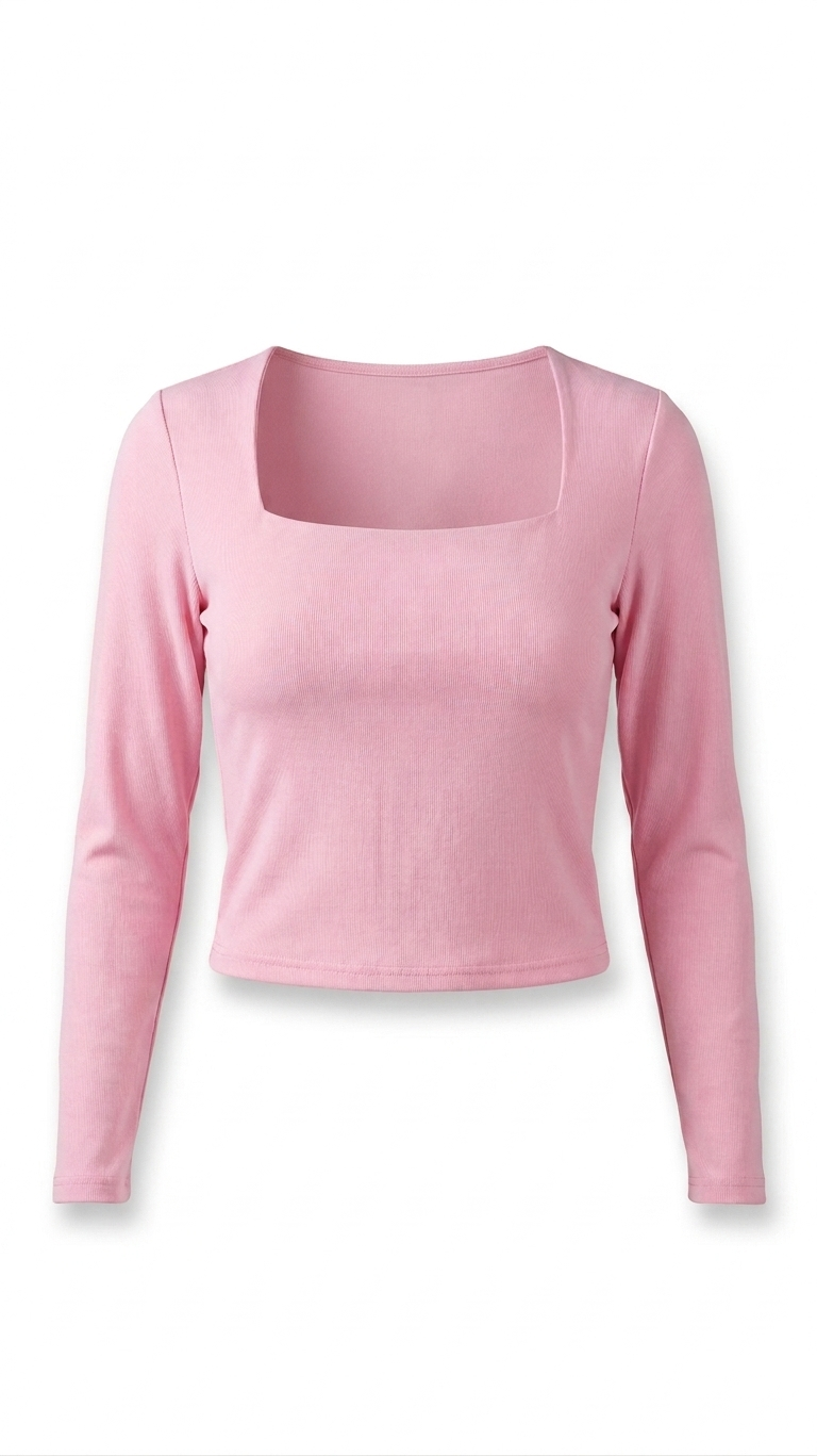 Square Neck Long Sleeve Top