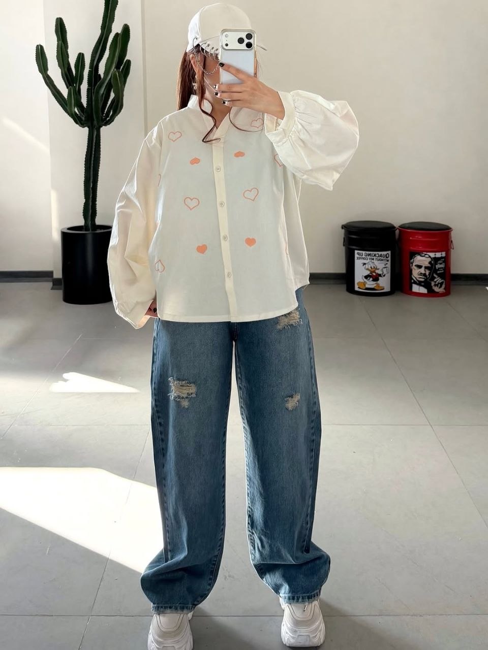 Avero Soft Hearts Oversized Shirt-merna