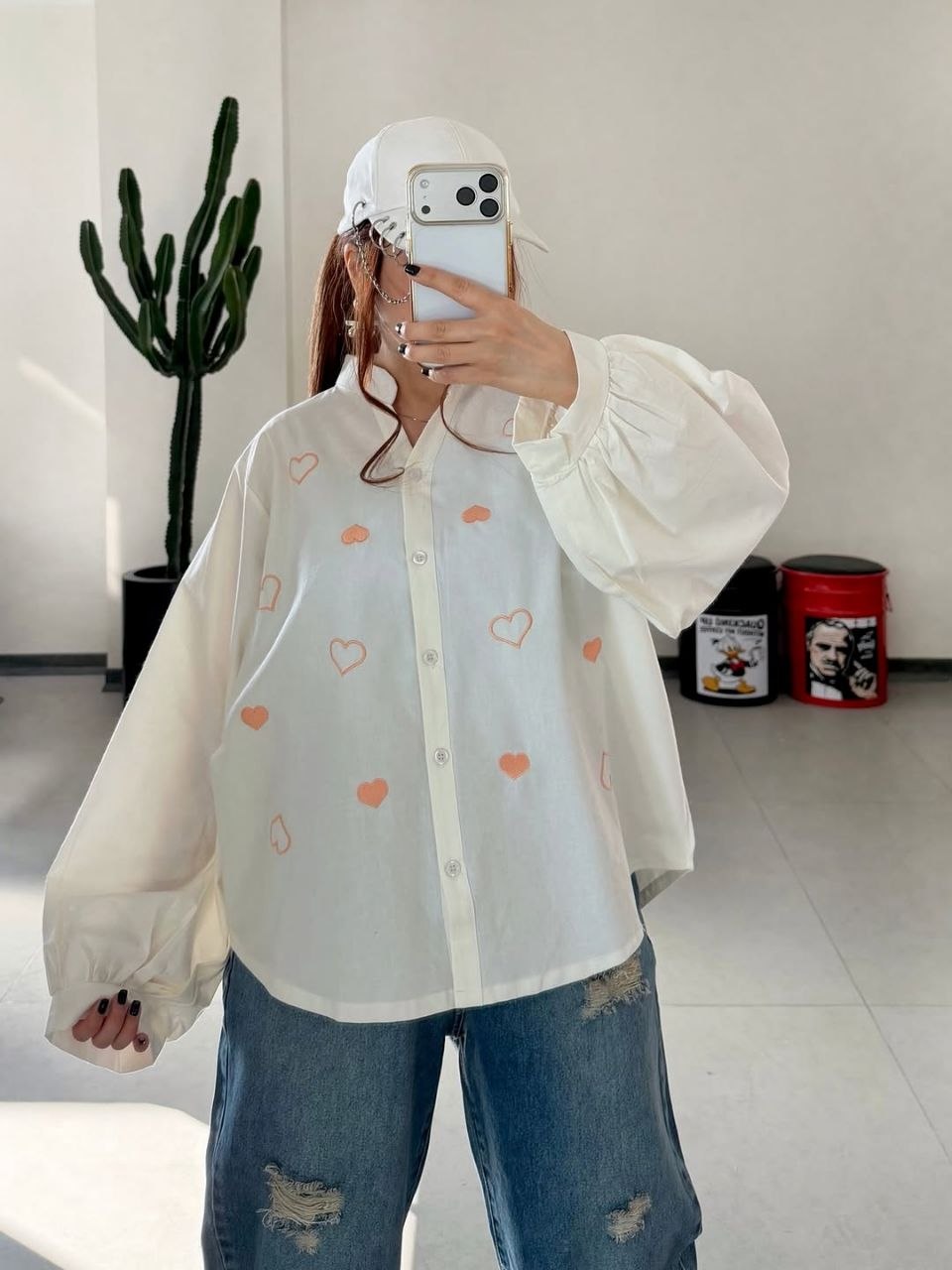 Avero Soft Hearts Oversized Shirt-merna
