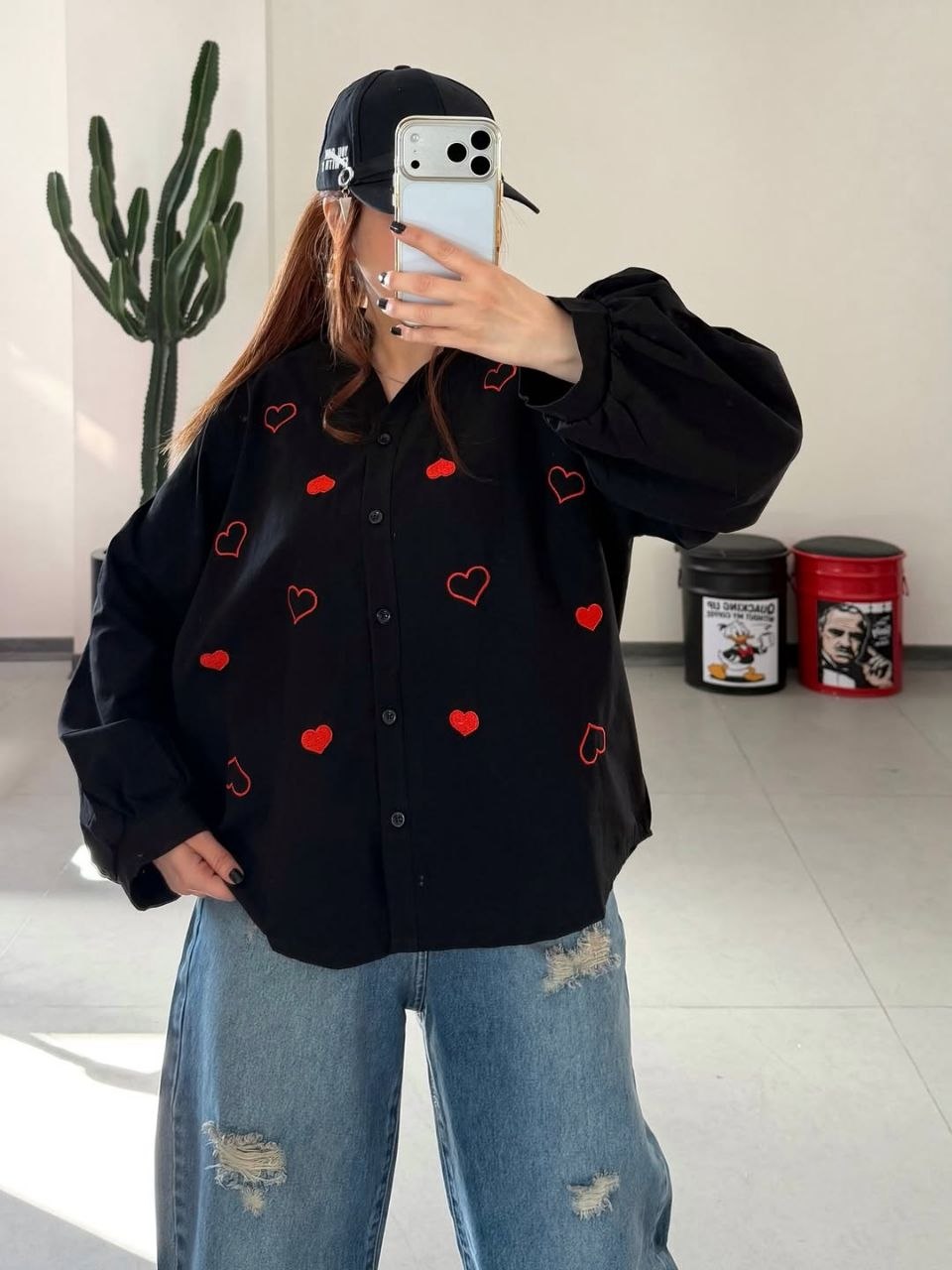 Avero Soft Hearts Oversized Shirt-merna