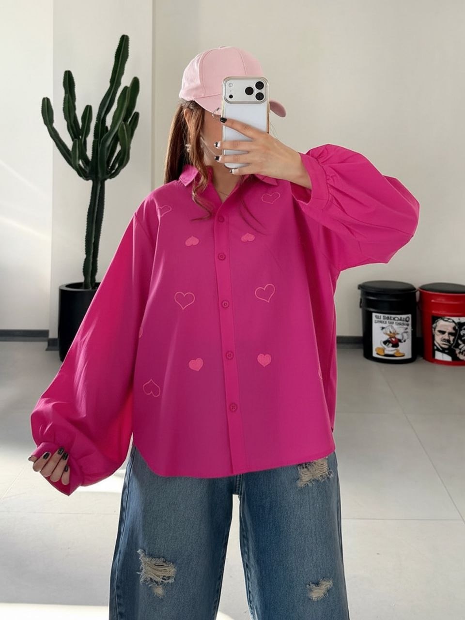 Avero Soft Hearts Oversized Shirt-merna