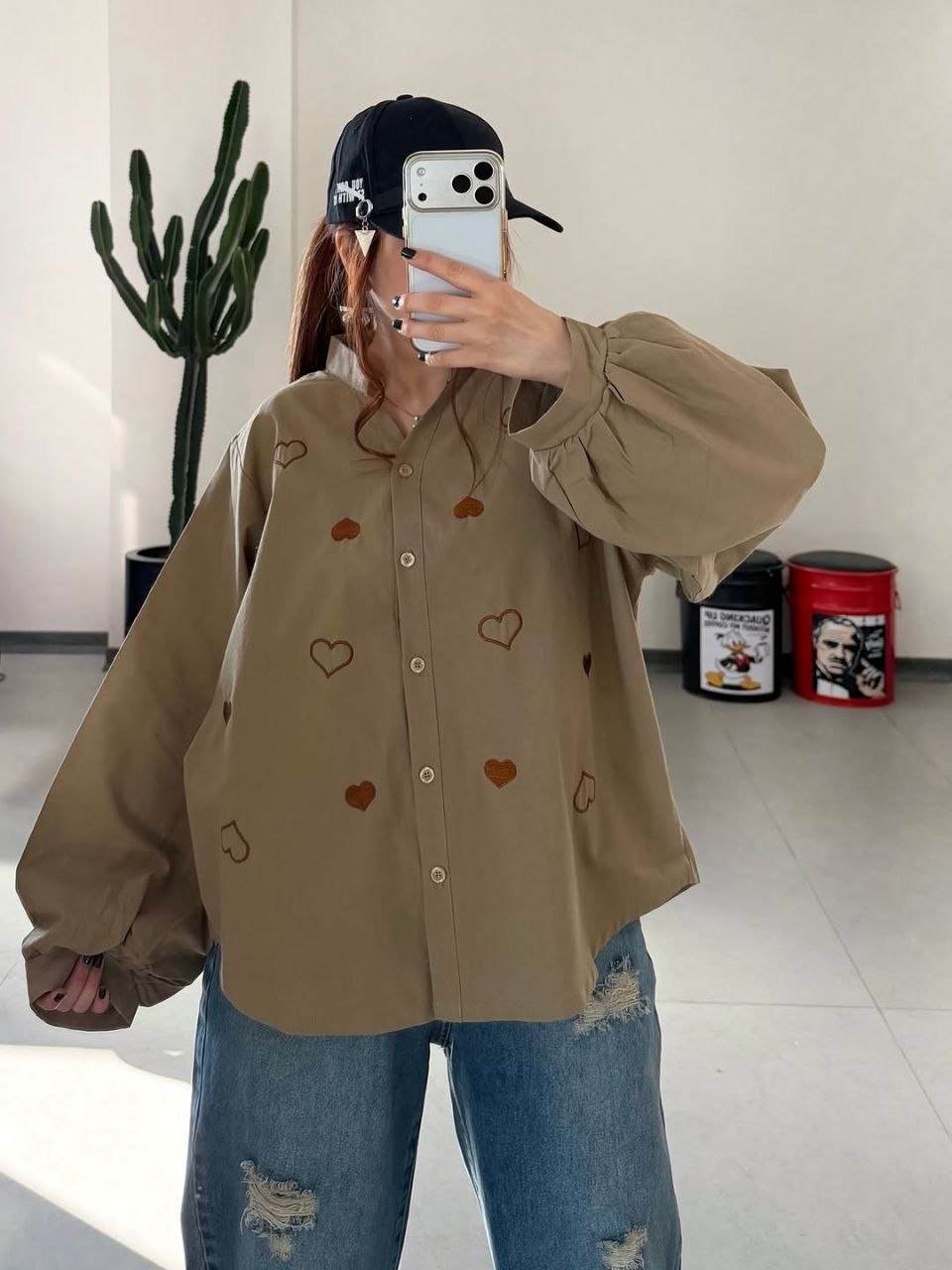 Avero Soft Hearts Oversized Shirt-merna