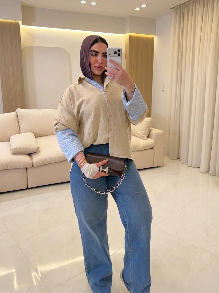 Oversized Layered Two-Tone Shirt