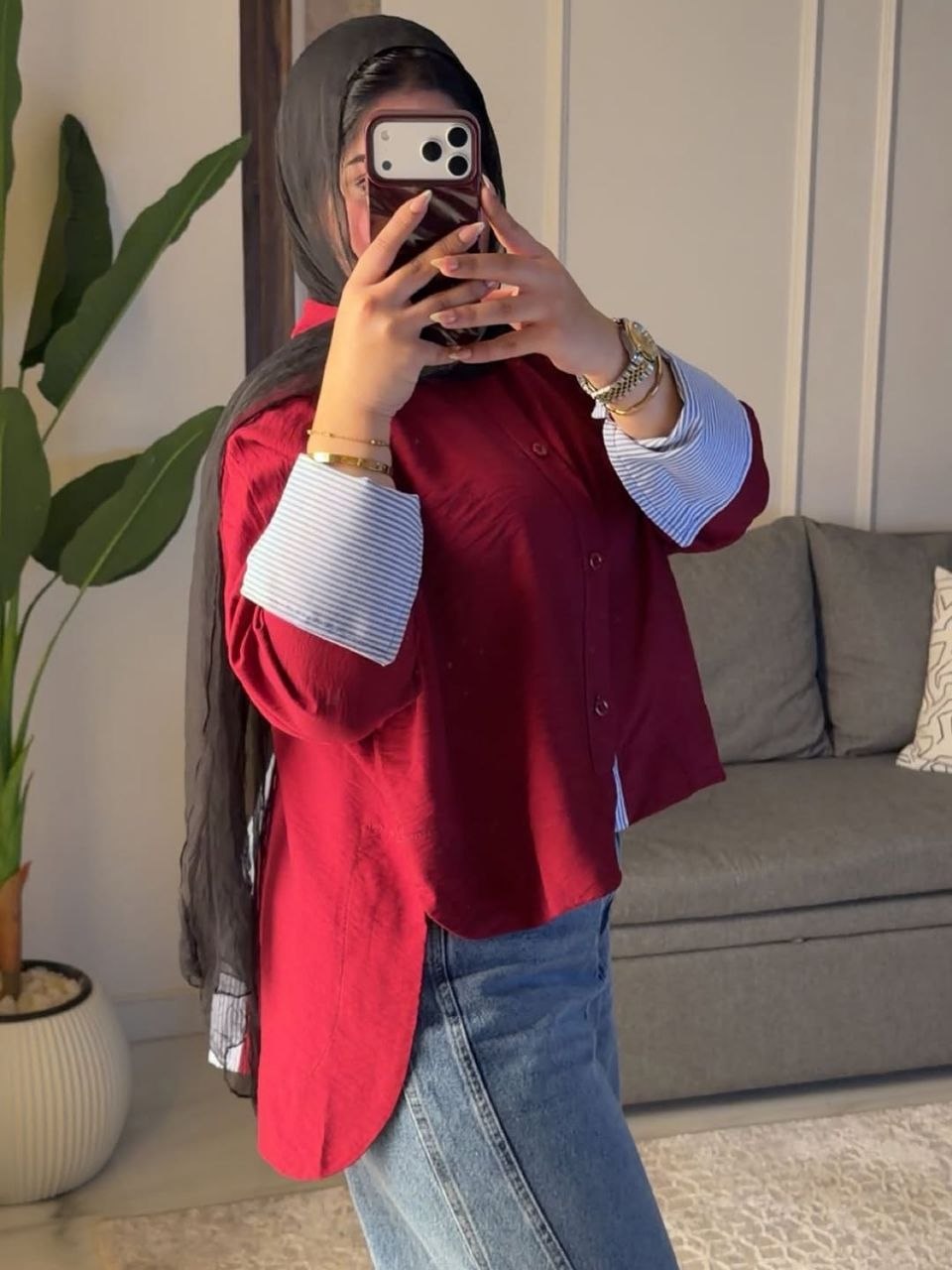 Oversized Layered Two-Tone Shirt