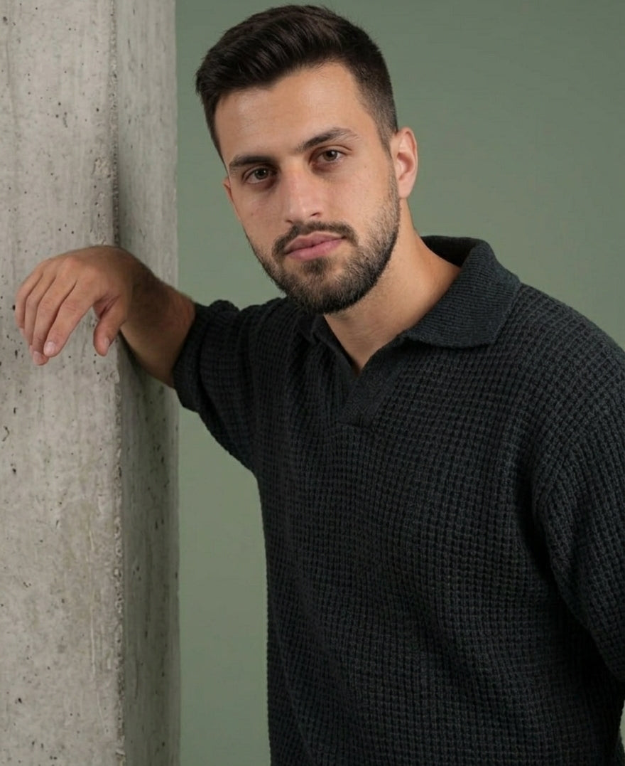 Premium waffle kint polo-Eyad