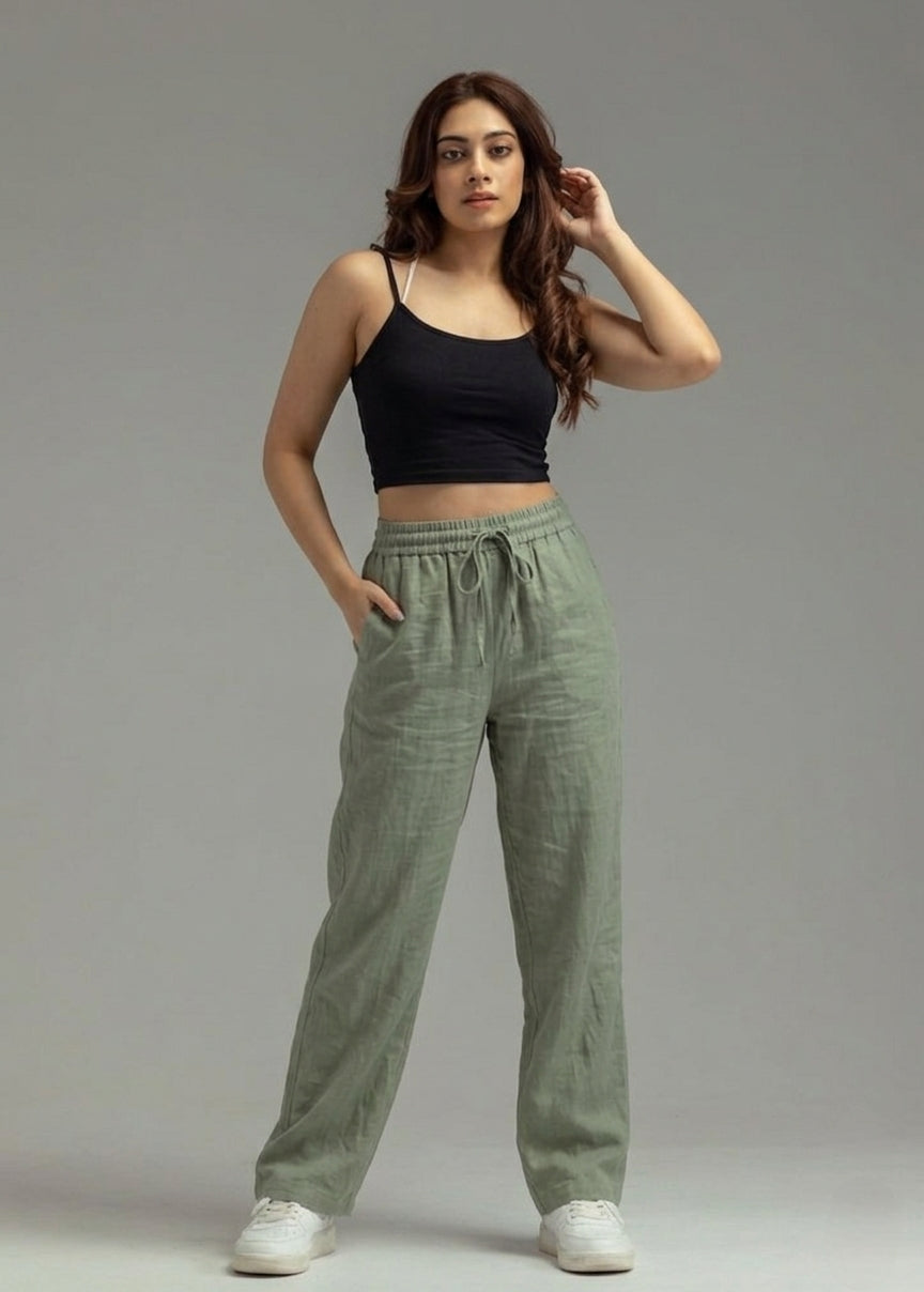 Linen Wide-Leg Trousers