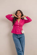 Buttoned Peplum Blouse -Salma