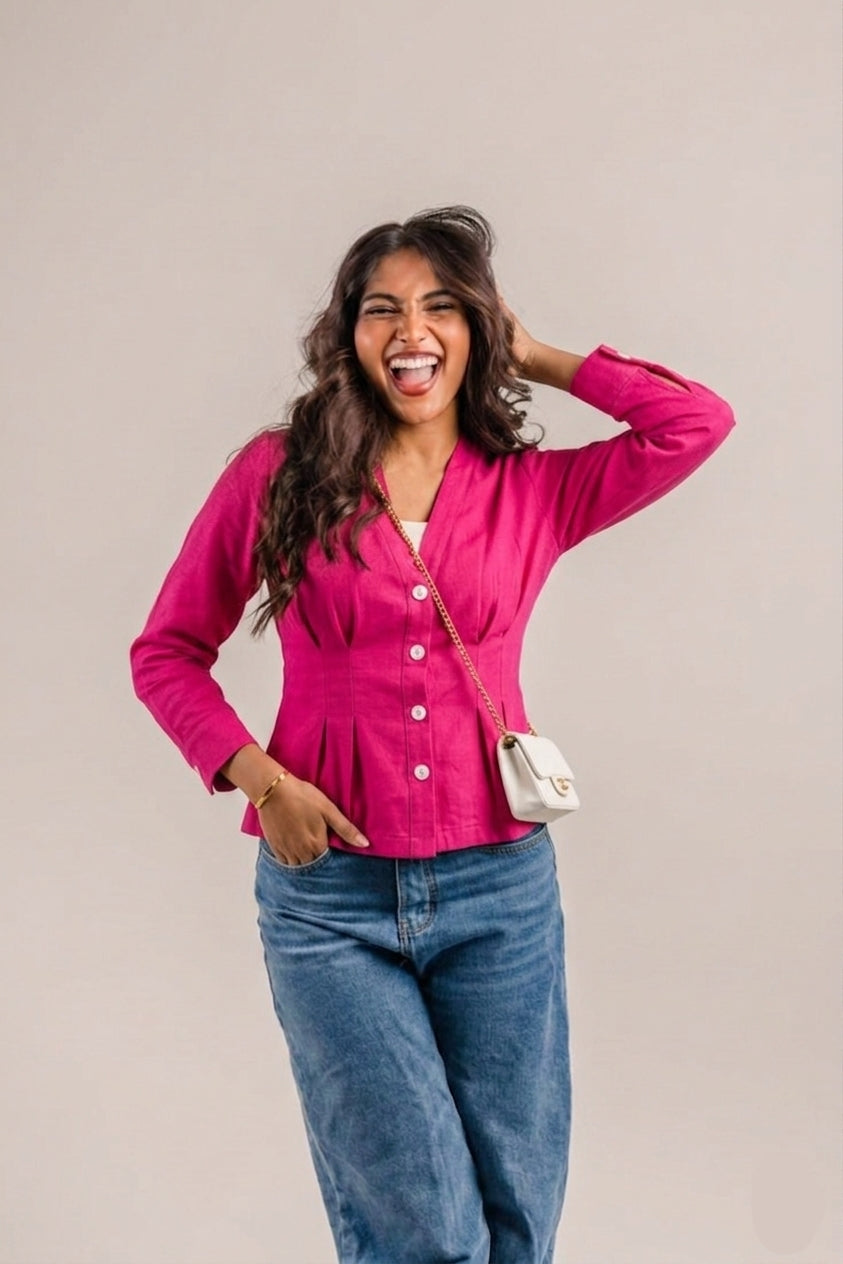 Buttoned Peplum Blouse -Salma