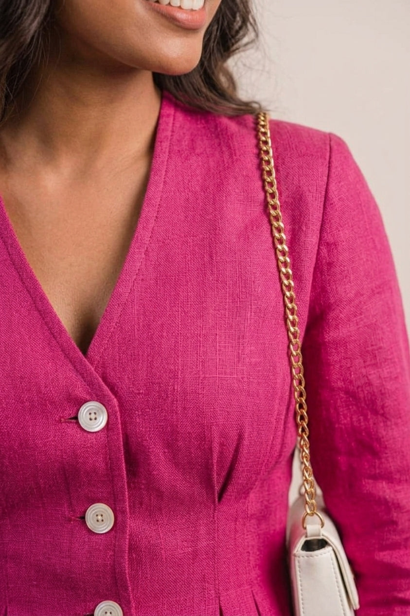 Buttoned Peplum Blouse -Salma