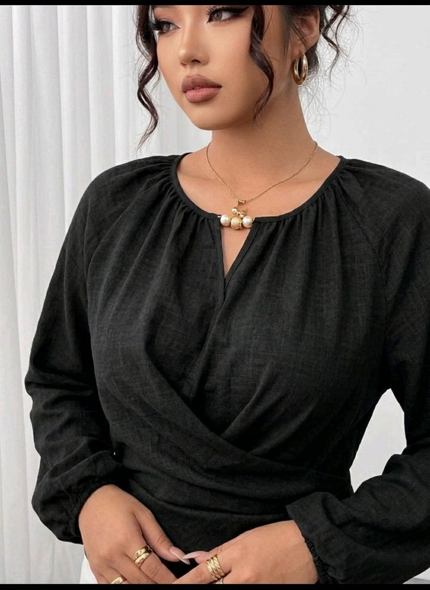 Cross Waist Wrap Top - haidy
