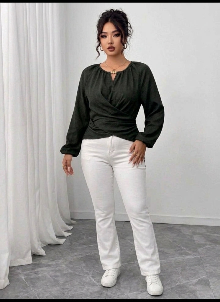 Cross Waist Wrap Top - haidy