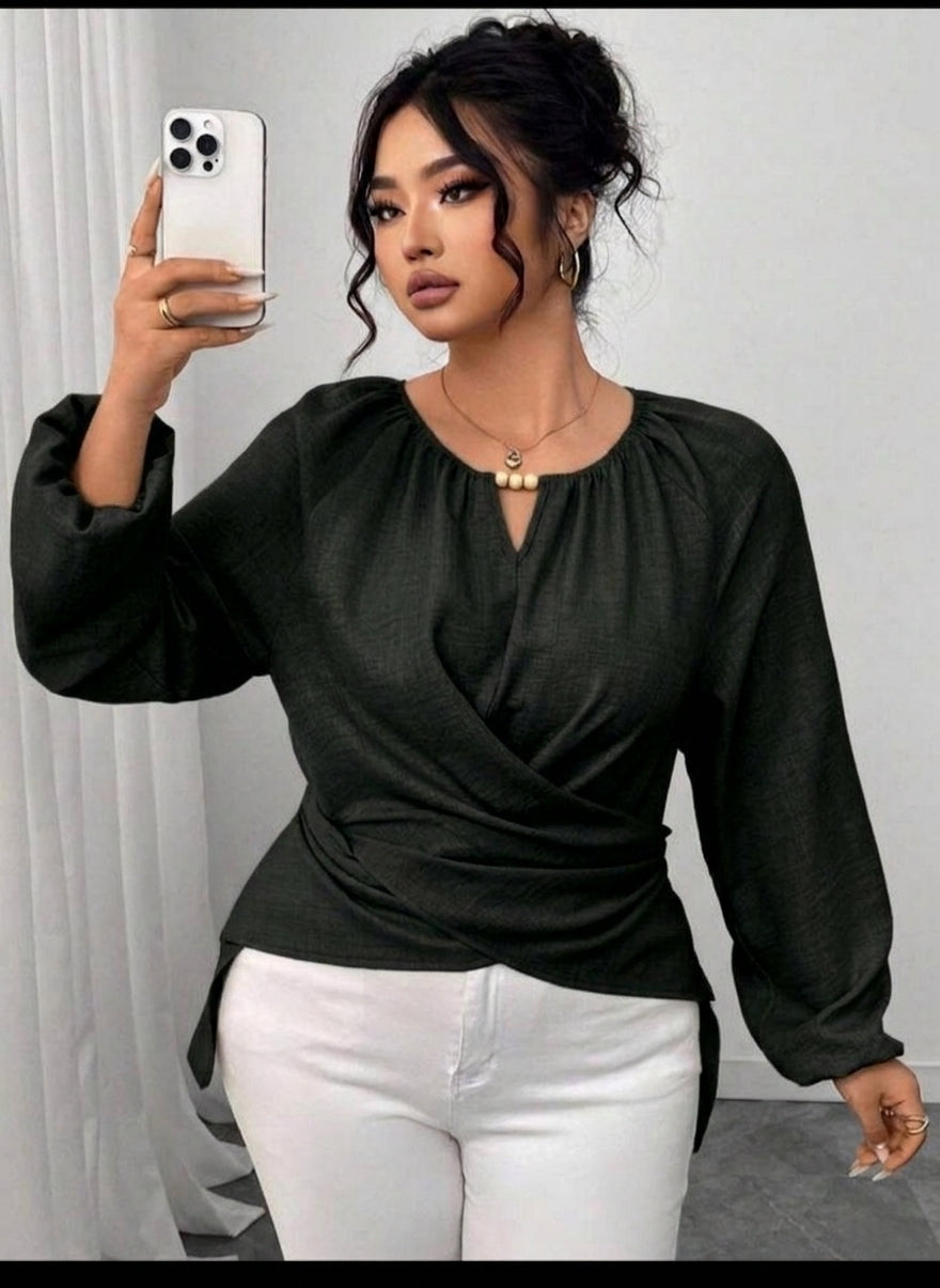 Cross Waist Wrap Top - haidy