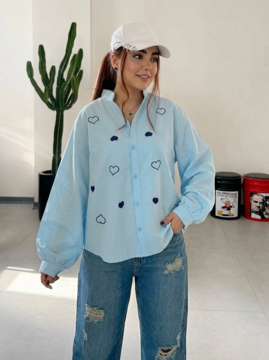 Avero Soft Hearts Oversized Shirt-merna