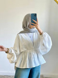 V-Neck Peplum Blouse-tala