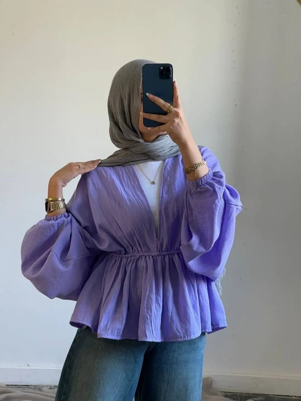 V-Neck Peplum Blouse-tala